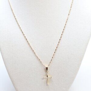 Joy Dravecky Gold Tone Cubic Zirconia Cross Necklace New